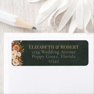 Etiqueta de dirección de boda floral verde de bruj