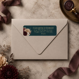 Etiqueta de dirección de boda gótica floral azul o