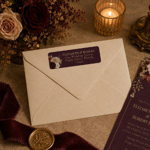 Etiqueta de dirección de boda gótica floral de Bor