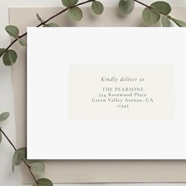 Etiqueta de dirección de boda Ivory | Simple (Subido por el creador)