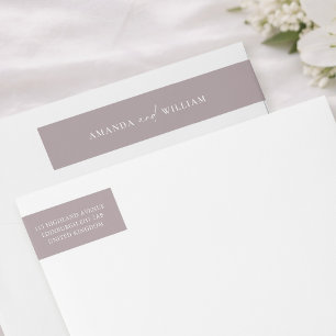 Etiqueta de dirección de boda minimalista en color