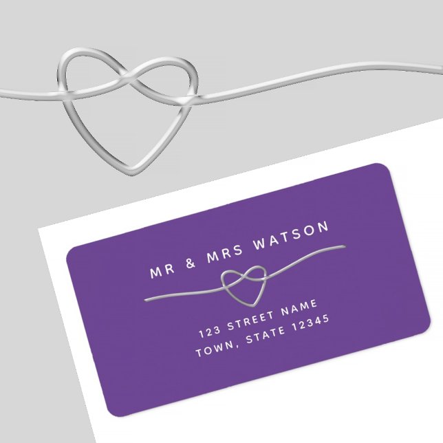 Etiqueta de dirección de boda morada moderna (Subido por el creador)
