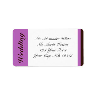 Etiqueta de dirección de Boda morado de chocolate 