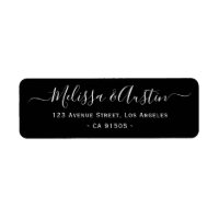 etiqueta de dirección de boda negro simple y elega