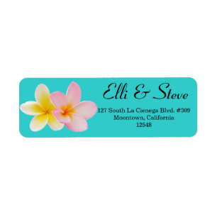 Etiqueta de dirección de Boda Plumeria