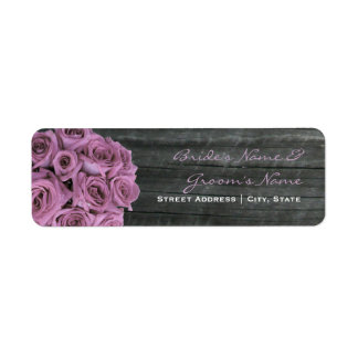 Etiqueta de dirección de boda - Rosas y Barnwood