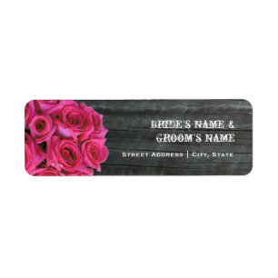 Etiqueta de dirección de boda - Rosas y madera de