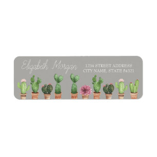 Etiqueta de dirección de Cactus Romántico Chic
