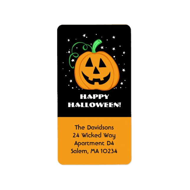 Etiqueta de dirección de calabaza de Halloween (Frente)