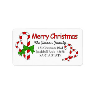 Etiqueta de dirección de Candy Cane Merry Christma