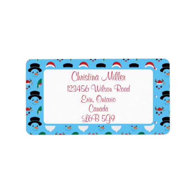 Etiqueta de dirección de caracteres de navidades (Frente)