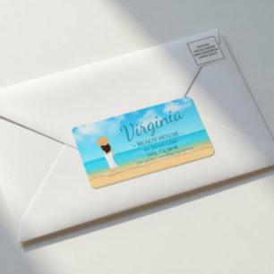 Etiqueta de dirección de casa de playa personaliza
