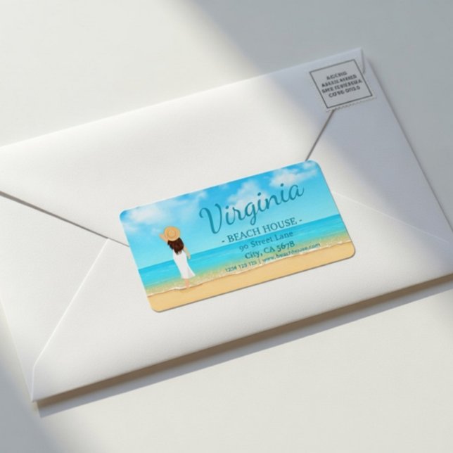 Etiqueta de dirección de casa de playa personaliza (Subido por el creador)