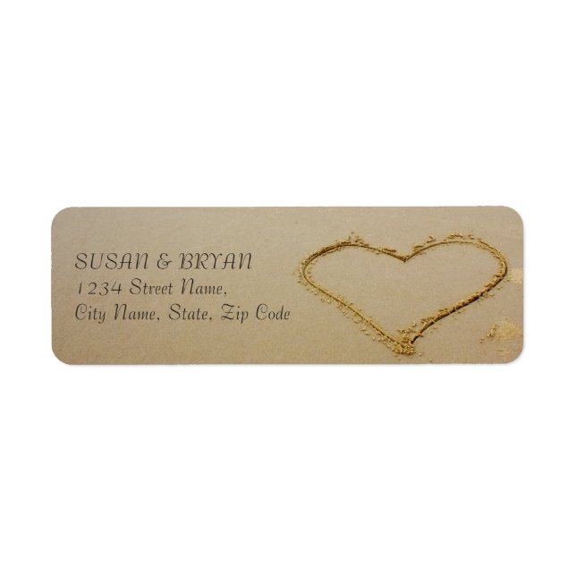 Etiqueta de dirección de casamiento de playa (Frente)