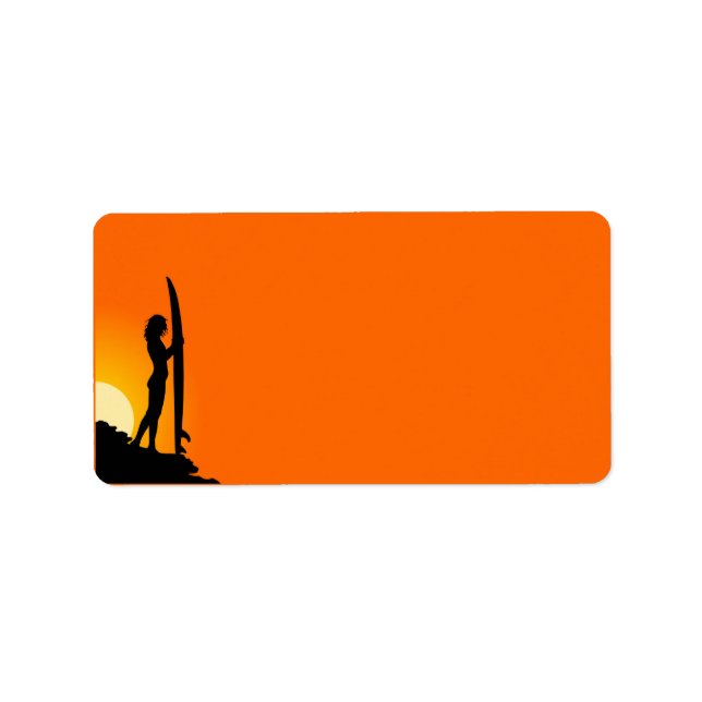 Etiqueta de dirección de Chica de surfista (Frente)