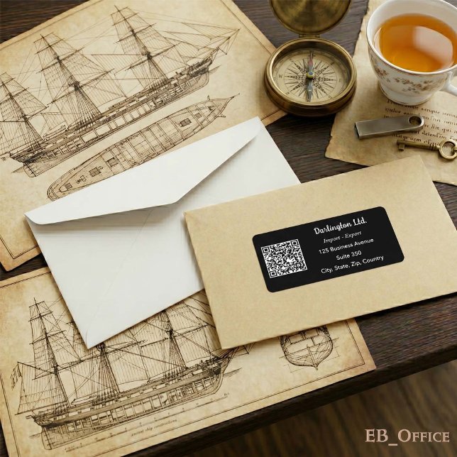 Etiqueta de dirección de código QR de negocios con (Minimalist QR Code Labels: 
2.375” L x 1.25” W
•	18 labels per sheet
•	Sheet: 8.5” L x 11” W
)