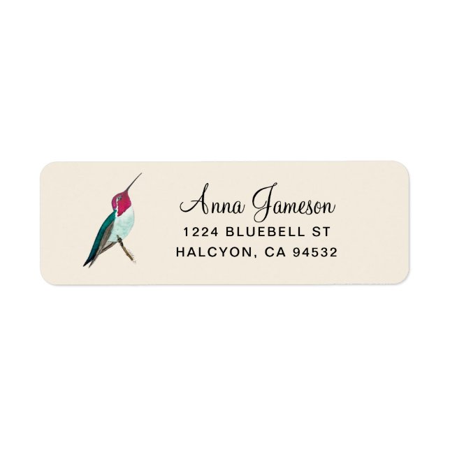 Etiqueta de dirección de colibrí de Anna (Frente)