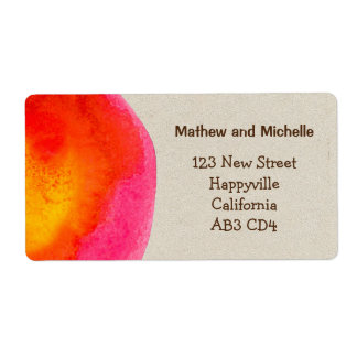 Etiqueta de dirección de color rojo brillante