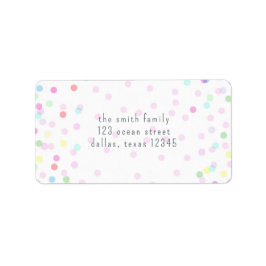 Etiqueta de dirección de confeti de color de agua