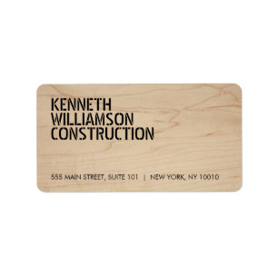 Etiqueta de dirección de construcción de madera es