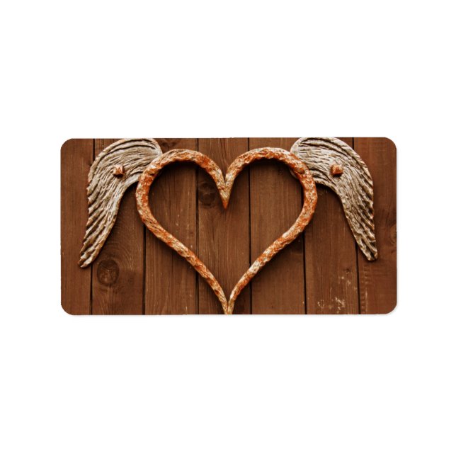 Etiqueta de dirección de corazón alado (Frente)