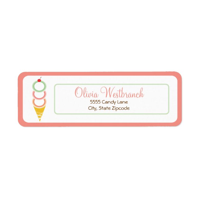 Etiqueta de dirección de crema de hielo (Frente)