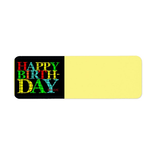 Etiqueta de dirección de cumpleaños feliz (Frente)