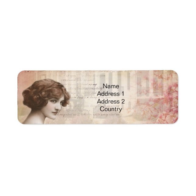 Etiqueta de dirección de dama de cosecha (Frente)