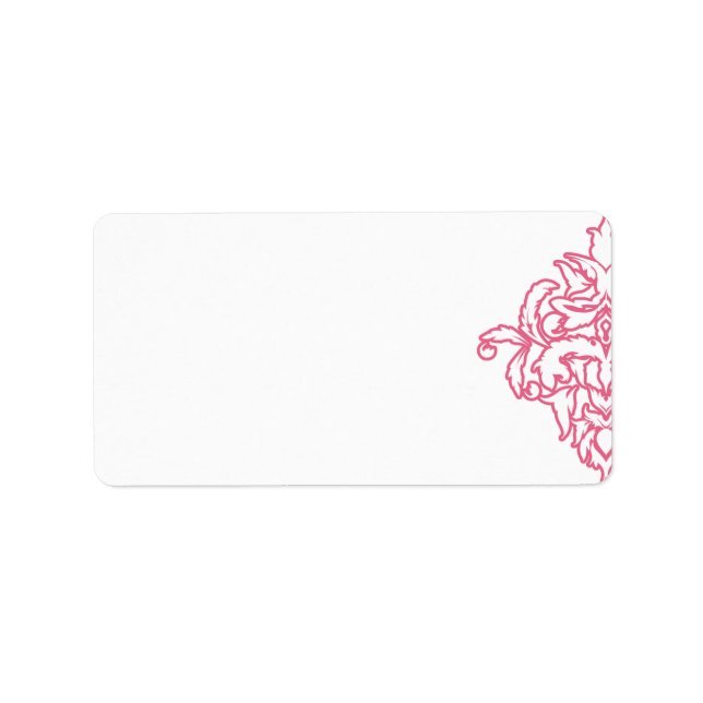 Etiqueta de dirección de Damasco rosa (Frente)