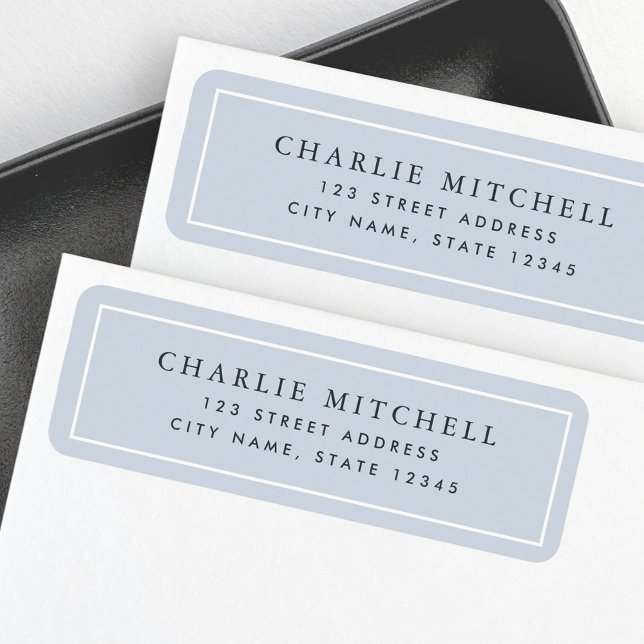 Etiqueta de dirección de devolución azul claro pol (Elegant dusty light blue return address label)