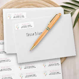 Etiqueta de dirección de devolución blanca rosada