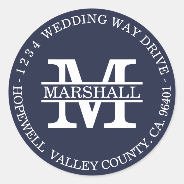 Etiqueta de dirección de devolución circular azul  (Anverso)