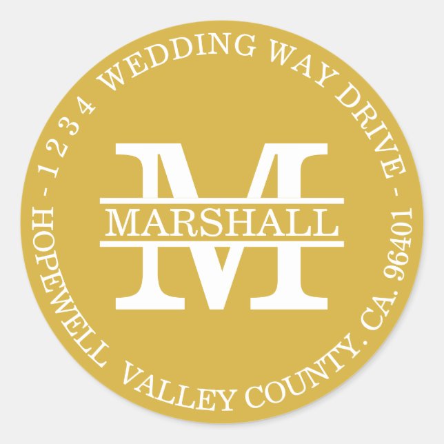 Etiqueta de dirección de devolución circular Monog (Anverso)