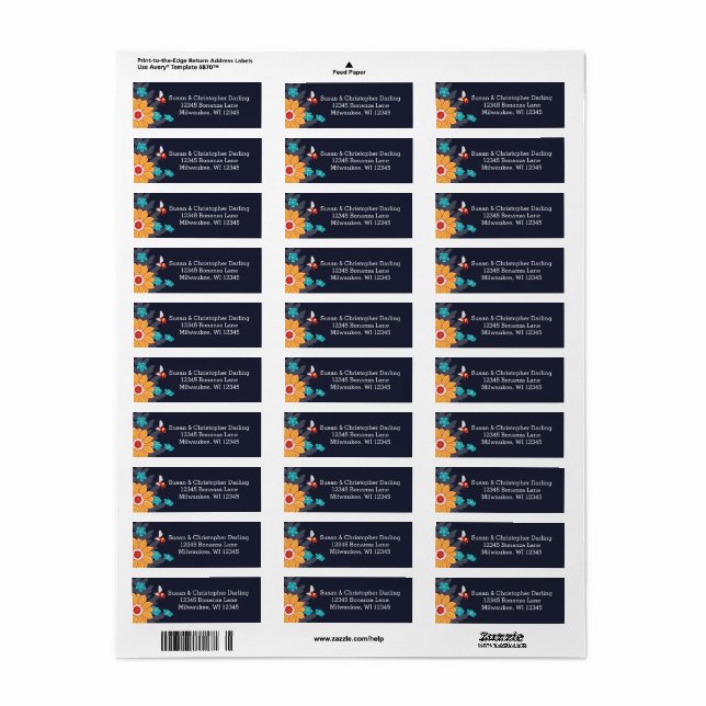 Etiqueta de dirección de devolución de abejas y fl (Hoja Entera)