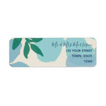 Etiqueta de dirección de devolución de acuarela az