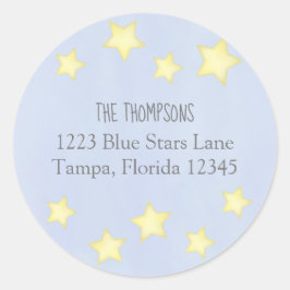 Etiqueta de dirección de devolución de acuarela az