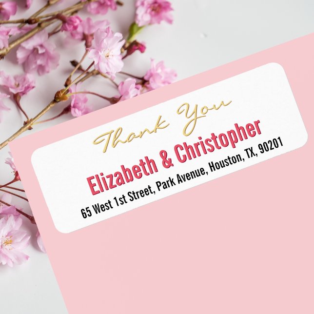 Etiqueta de dirección de devolución de agradecimie (Custom Wedding Thank You Return Address Label)