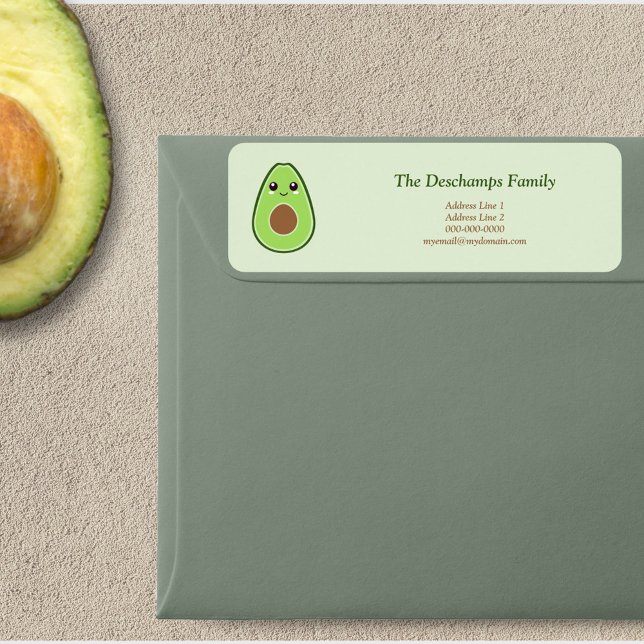 Etiqueta de dirección de devolución de aguacate (Cute Avocado Return Address Label Sticker)