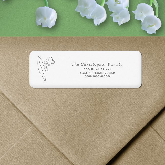 Etiqueta de dirección de devolución de arte de la  (Lily of the Valley Line Art Return Address Label)