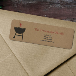 Etiqueta de dirección de devolución de barbacoa de