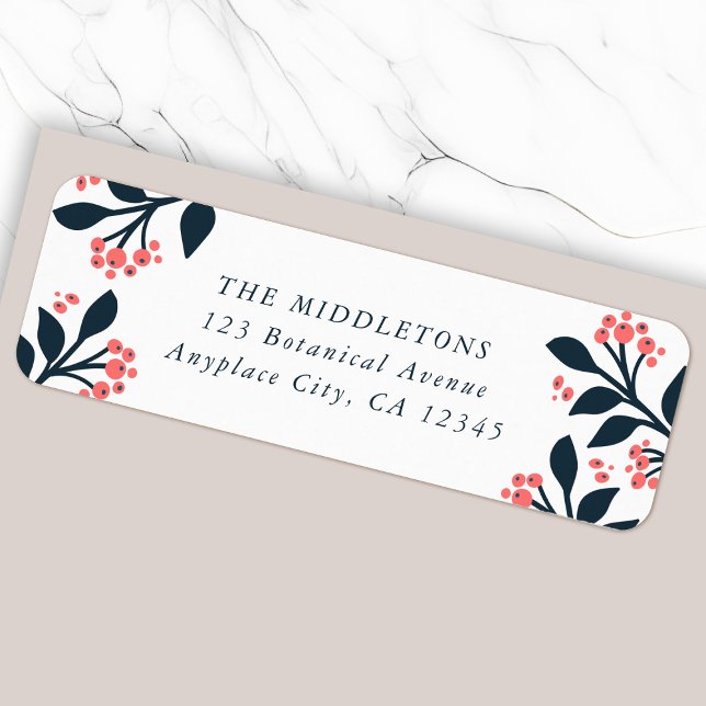 Etiqueta de dirección de devolución de baya botáni (Botanical berry return address labels for everyday mail, special occasions or seasonal mailing)