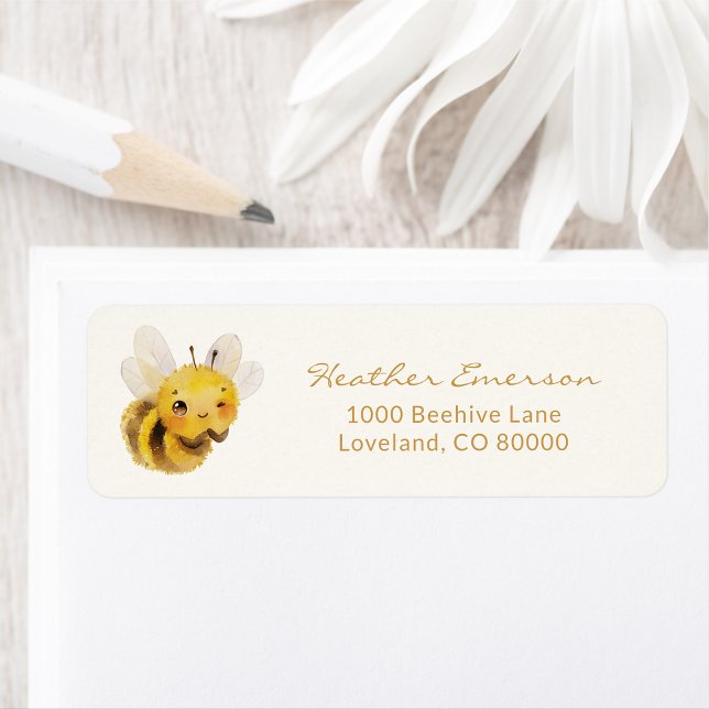 Etiqueta de dirección de devolución de Bee (Cute Bee Return Address label by Painted Paperie
)