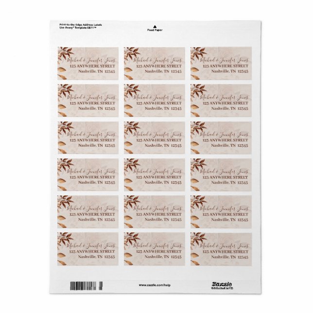 Etiqueta de dirección de devolución de belleza de  (Hoja Entera)