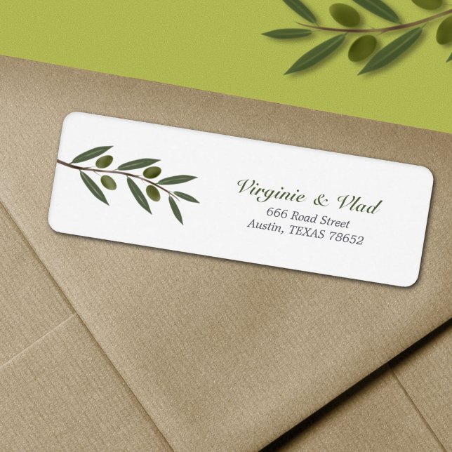 Etiqueta de dirección de devolución de bifurcación (Watercolor Olive Branch Return Address Label)