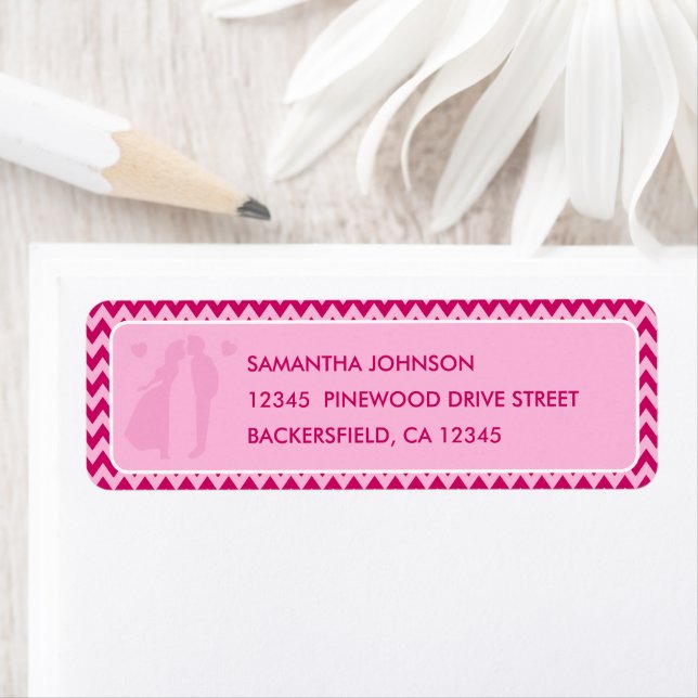 Etiqueta de dirección de devolución de boda con Ch (In situ)