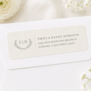 Etiqueta de dirección de devolución de boda con mo