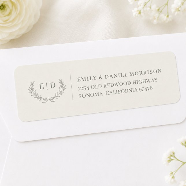 Etiqueta de dirección de devolución de boda con mo (Subido por el creador)