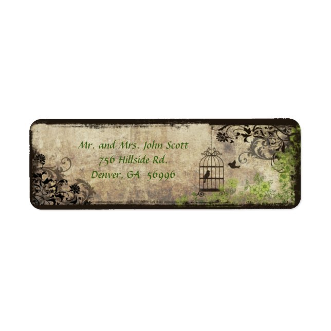 Etiqueta de dirección de devolución de Boda de jau (Frente)