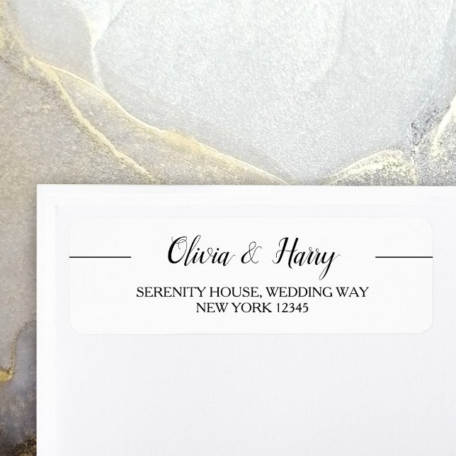 Etiqueta de dirección de devolución de boda elegan (Simply Personalize with Your Custom Name(s) and Return Address.)