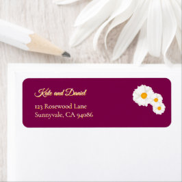 Etiqueta de dirección de devolución de boda floral